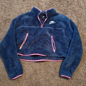 NIKE SPORTSWEAR CROP SHERPA PLUSH FLEECE 1/4 ZIP WOMENS MEDIUM